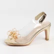 Złote silikonowe sandały damskie na szpilce, transparentne SABATINA 1014-B