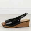 Czarne lakierowane sandały damskie na koturnie Sergio Leone sk301