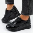 Czarne skórzane POLSKIE sneakersy damskie, wiosenne półbuty na platformie DEONI 706