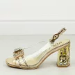 Złote silikonowe sandały damskie na słupku, transparentne Vinceza 70104
