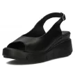 Czarne skórzane sandały damskie na koturnie FILIPPO DS3595/22