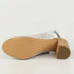 Srebrne ażurowe lekkie sandały damskie na słupku SABATINA 102-5