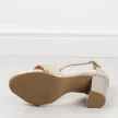 Złote skórzane POLSKIE sandały damskie słupku z zakryta pietą DEONI D503
