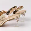 Złote silikonowe sandały damskie na szpilce, transparentne DiA X951