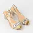 Złote silikonowe sandały damskie na słupku z kryształami, transparentne DiA 1037-42