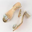 Złote silikonowe sandały damskie na słupku z kryształami, transparentne DiA 1037-42