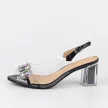 Czarne silikonowe sandały damskie na słupku z kryształami, transparentne DiA 1037-42