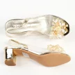 Złote silikonowe sandały damskie na obcasie z kryształami, transparentne SABATINA 2014-B
