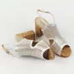 Srebrne ażurowe lekkie sandały damskie na słupku Sabatina 102-6