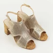 Złote ażurowe lekkie sandały damskie na słupku Sabatina 102-6