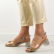 Złote silikonowe sandały damskie na obcasie z kryształami, transparentne DiA X1012