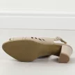Beżowe skórzane POLSKIE sandały damskie na obcasie GREGORS 956