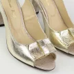 Złote skórzane POLSKIE sandały damskie na słupku SUZANA 1450KA