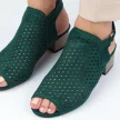 Zielone sandały damskie ażurowe na obcasie SABATINA DM19-27