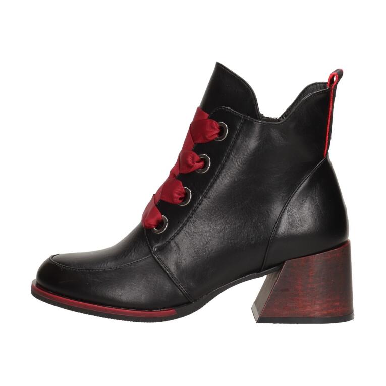 Czarne botki damskie na obcasie VINCEZA 10769 PU