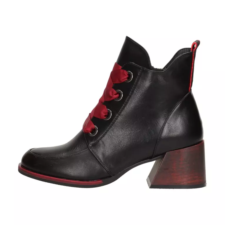 Czarne botki damskie na obcasie VINCEZA 10769 PU