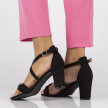 Czarne sandały damskie na słupku z zakrytą piętą z łańcuchem FILIPPO DS3665/22