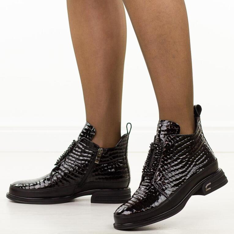 Czarne bkp skórzane botki damskie Cambell 60320