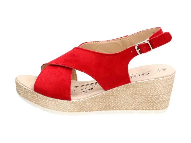 Czerwone sandały damskie Filippo Ds1331 Skóra