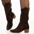 Czekoladowe skórzane Polskie kozaki damskie Deoni D400