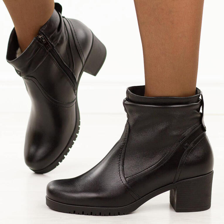 Czarne zimowe Polskie botki damskie Galant 3320