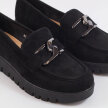 Czarne zamszowe mokasyny damskie na platformie, loafersy SERGIO LEONE MK757