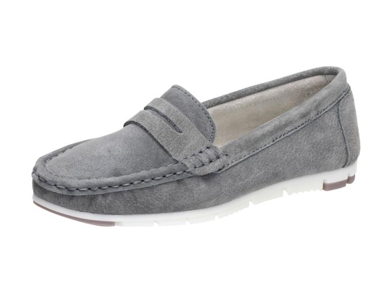 Szare mokasyny damskie Filippo Dp639 Skóra