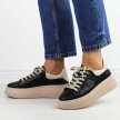 Czarne bkbe skórzane sneakersy damskie na platformie Filippo Dp6058/24