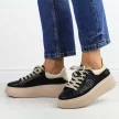 Czarne bkbe skórzane sneakersy damskie na platformie Filippo Dp6058/24