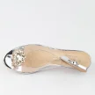 Srebrne silikonowe sandały damskie na obcasie z kryształami, transparentne Dia 291