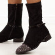 Czarne wysokie zamszowe botki damskie DiA 52-165