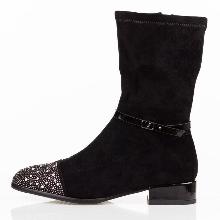 Czarne wysokie zamszowe botki damskie DiA 52-165