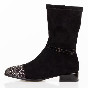 Czarne wysokie zamszowe botki damskie DiA 52-165