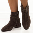Brązowe zamszowe skórzane botki damskie na obcasie DiA 52-651