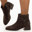 Brązowe zamszowe skórzane botki damskie na obcasie DiA 52-651
