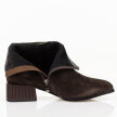 Brązowe zamszowe skórzane botki damskie na obcasie DiA 52-651