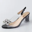 Czarne silikonowe sandały damskie na słupku z kryształami, transparentne DiA 1037-43