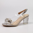 Szare silikonowe sandały damskie na słupku z kryształami, transparentne DiA MR-D1