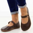 Czekoladowe skórzane Polskie półbuty damskie barefoot Aga 2154