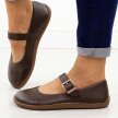 Czekoladowe skórzane Polskie półbuty damskie barefoot Aga 2154