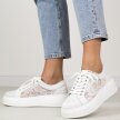 Białe koronkowe sneakersy damskie na platformie S.Barski Hy025