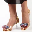 Złote silikonowe sandały damskie na szpilce, transparentne DiA X950