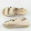 Beżowe skórzane POLSKIE sandały damskie na koturnie GREGORS 1020