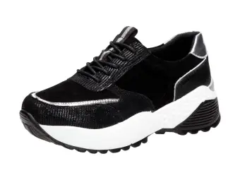 Czarne sneakersy damskie Vinceza 7793 Skóra
