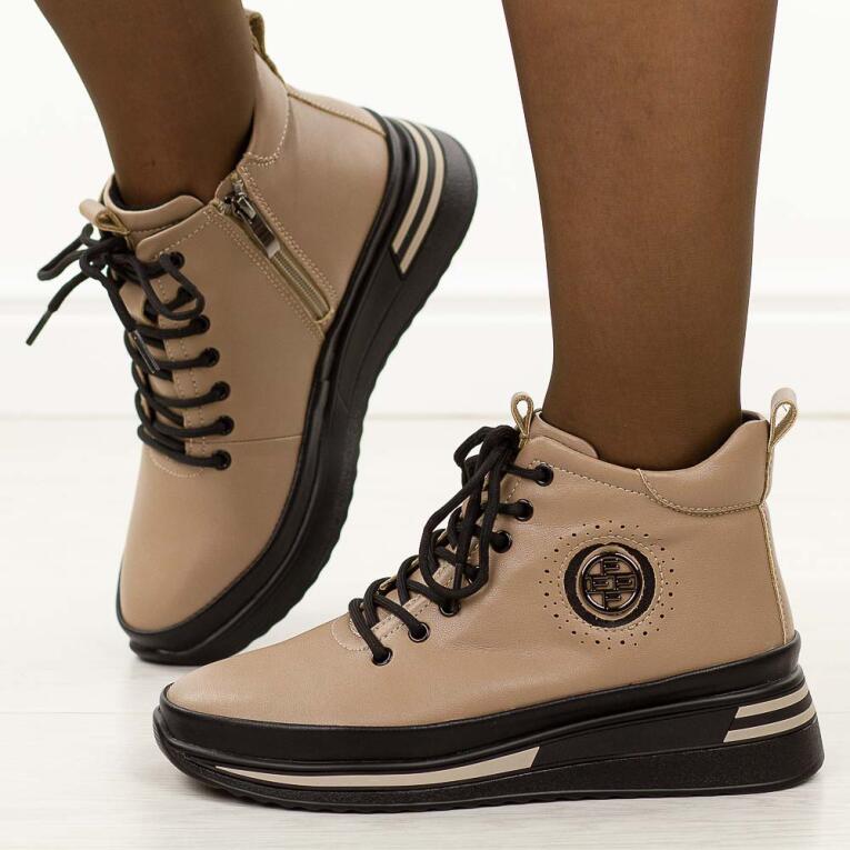 Taupe skórzane botki damskie Filippo dbt4215/25