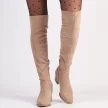 Zamszowe kozaki damskie na obcasie JEZZI 3330 KHAKI
