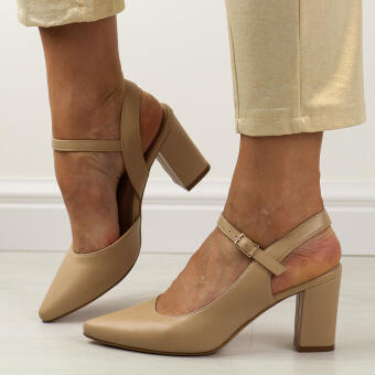 Sandały damskie coffee na słupku z zakrytymi palcami Sergio Leone sk446