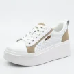 Białe skórzane sneakersy damskie na platformie Filippo Dp6170/24