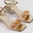 Złote silikonowe sandały damskie na obcasie z kryształami, transparentne DiA MR-B1