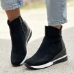 Czarne botki damskie, sneakersy na zimę na koturnie VINCEZA 10835